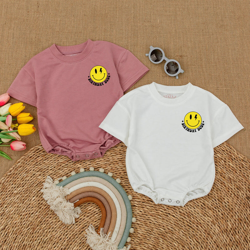 One Happy Dude Birthday Romper - Limited Edition Smiley Bodysuit
