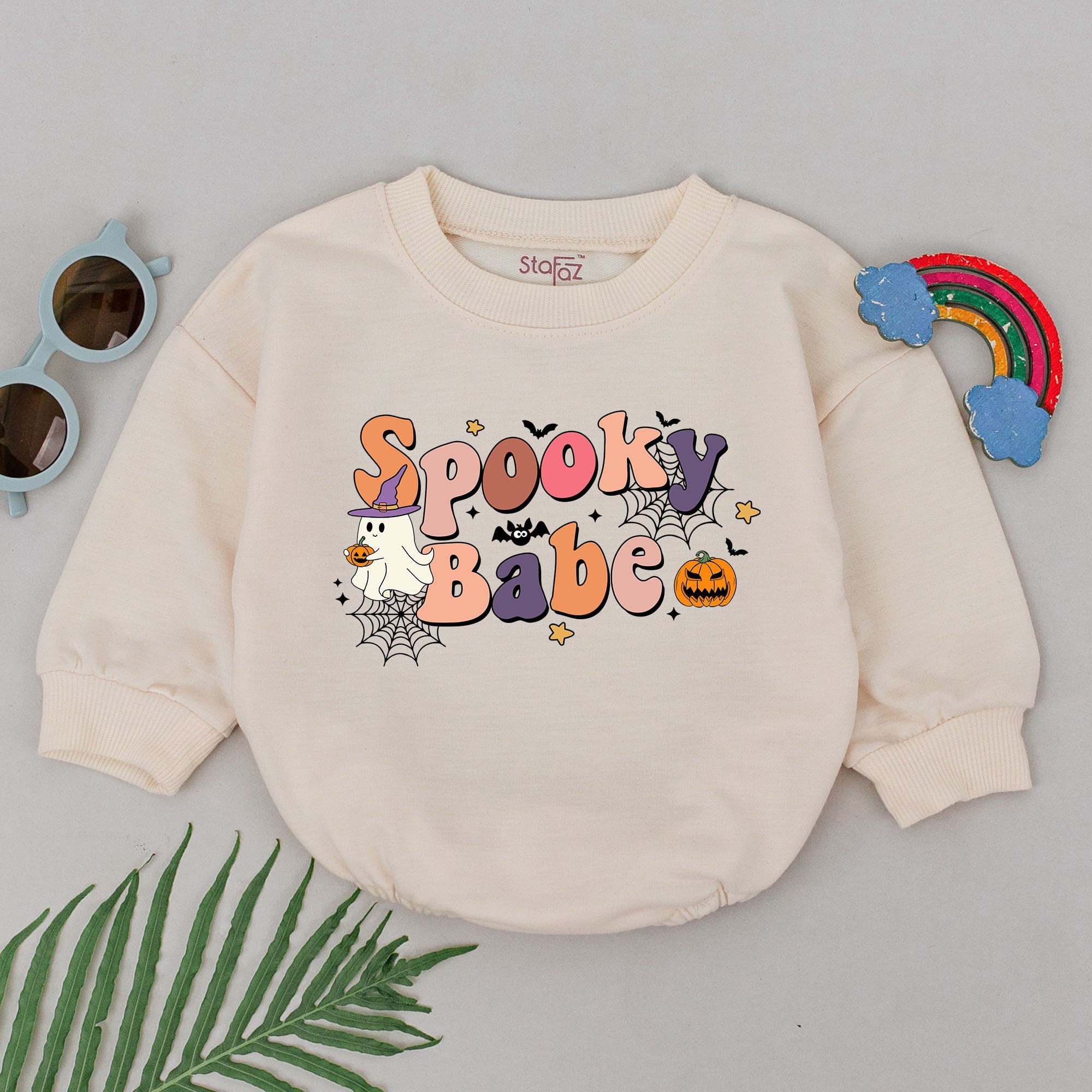 Spooky Babe Halloween Romper Baby Girl First Costume Outfit Cute Ghost Pumpkin Design Newborn Baby Shower Gift Festive Playful Apparel