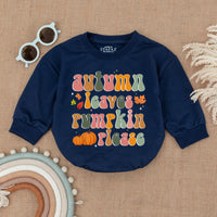 Autumn Leaves Pumpkin Please Baby Romper Festive Thanksgiving Outfit Whimsical Fall Bodysuit Soft Cotton Infant Holiday Clothes