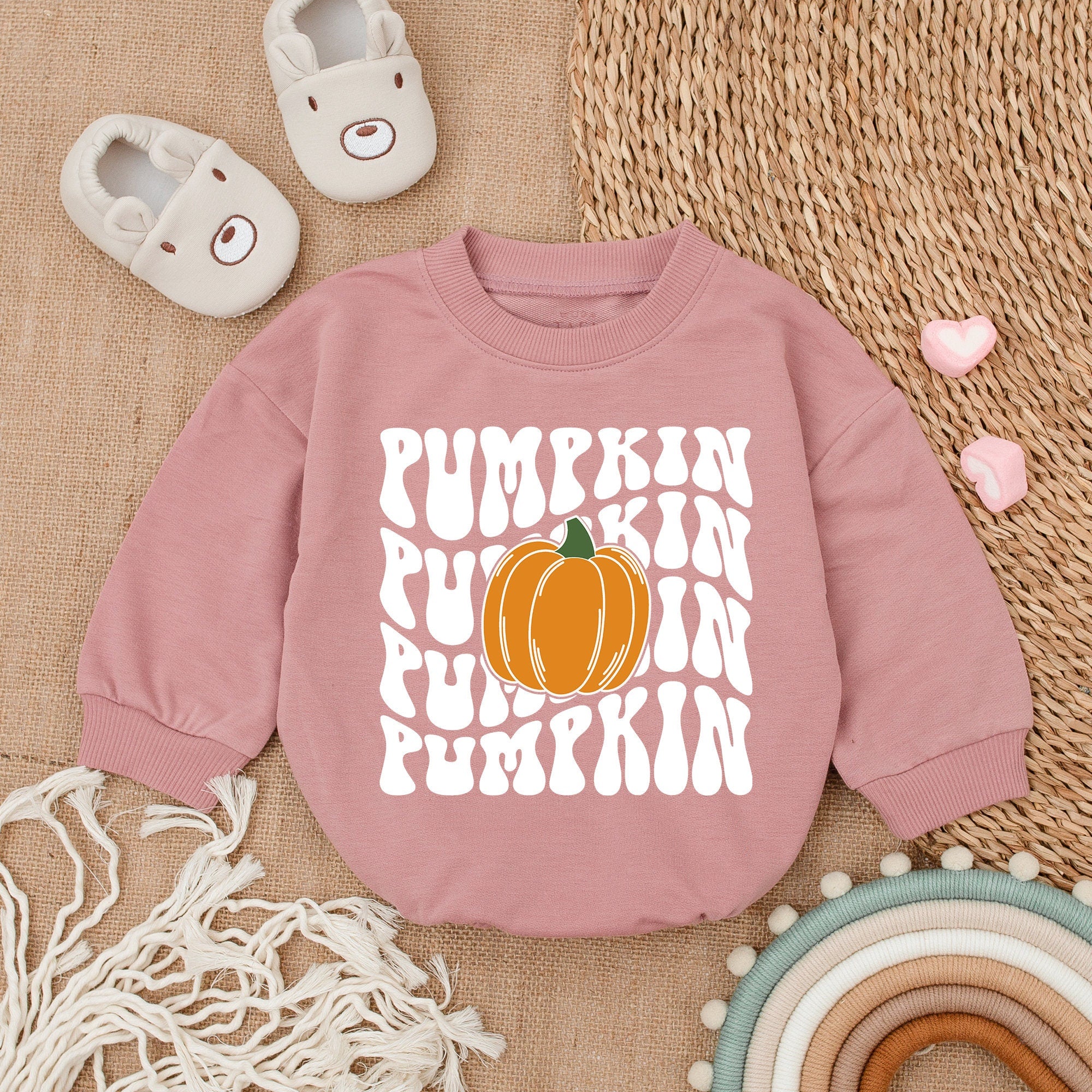 Pumpkin Bubble Romper My First Thanksgiving Baby Outfit Fall Clothes with Festive Orange Pumpkin Design Infant Holiday Wear