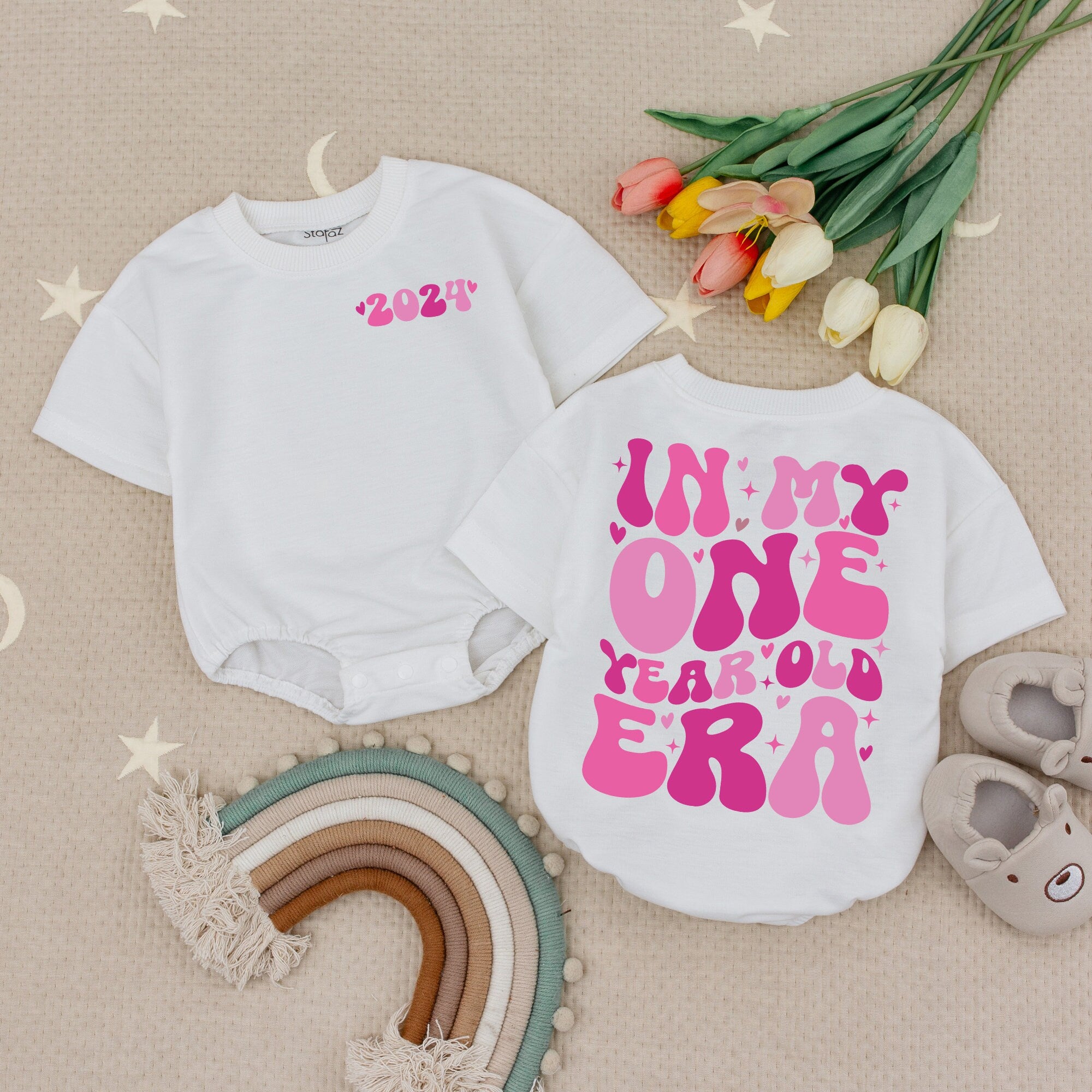One Year Old Era Romper for Girls, 1st Birthday Outfit