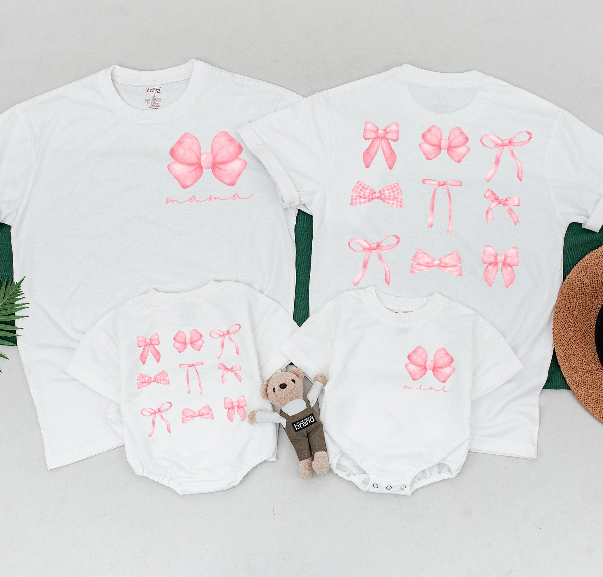 Charming Pink Bow Mama & Mini Matching T-Shirts