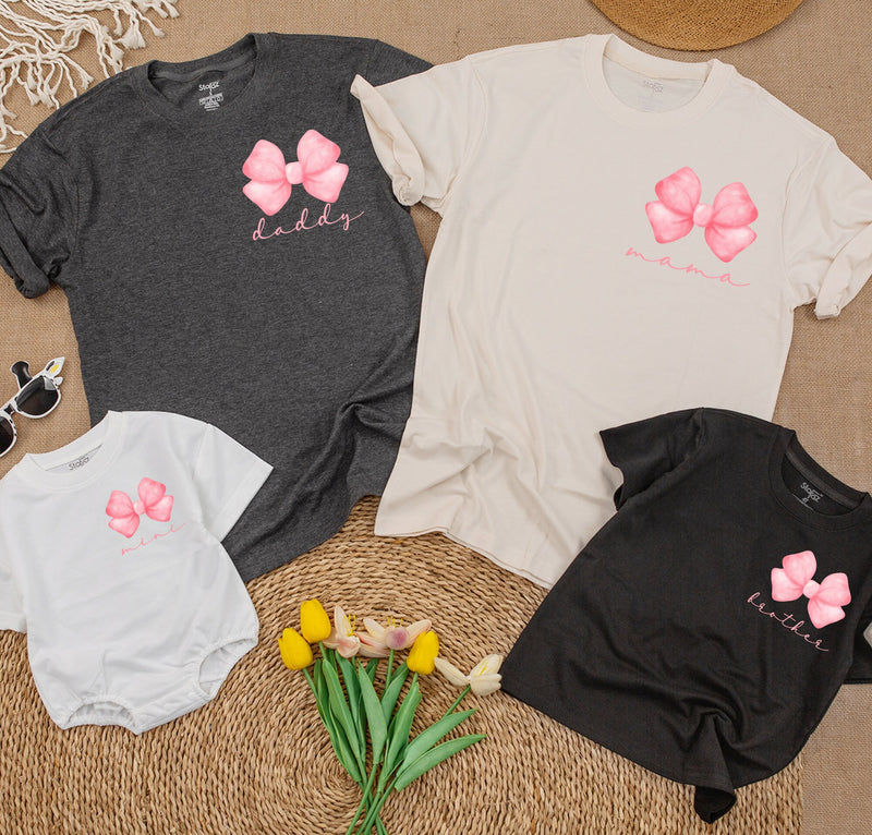 Charming Pink Bow Mama & Mini Matching T-Shirts