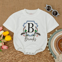Personalized Mallard Ducks Romper with Name - Custom Baby Bodysuit