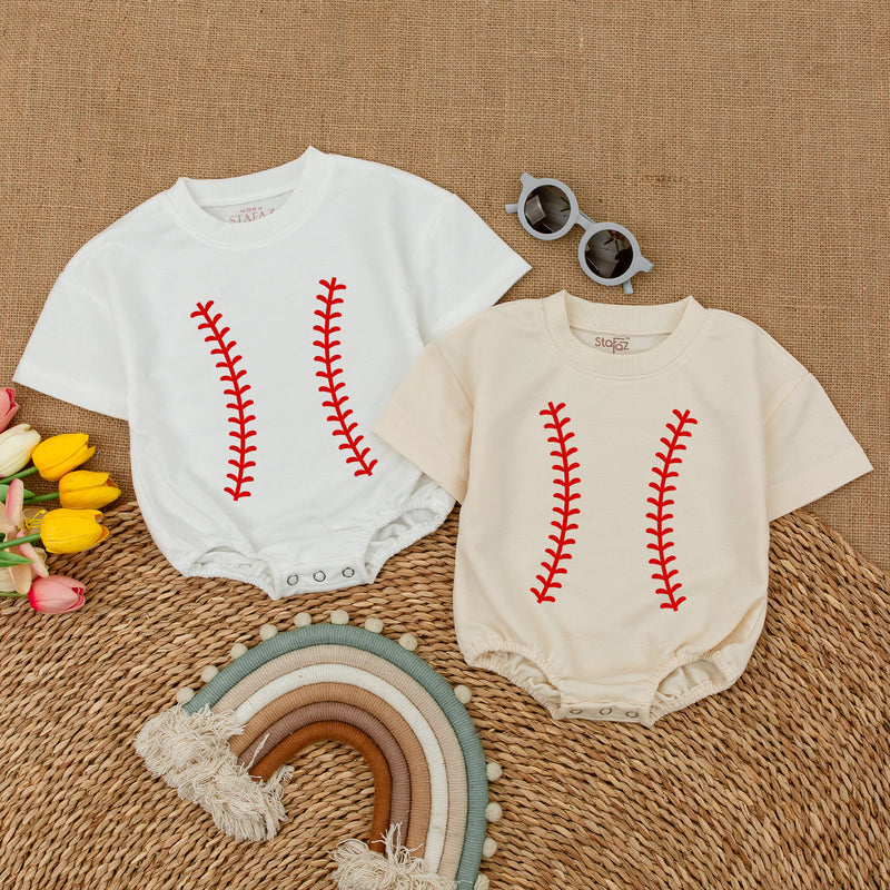 Custom Baseball Baby Romper with Name & Number - Perfect Gift!