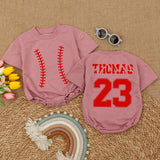 Custom Baseball Baby Romper with Name & Number - Perfect Gift!