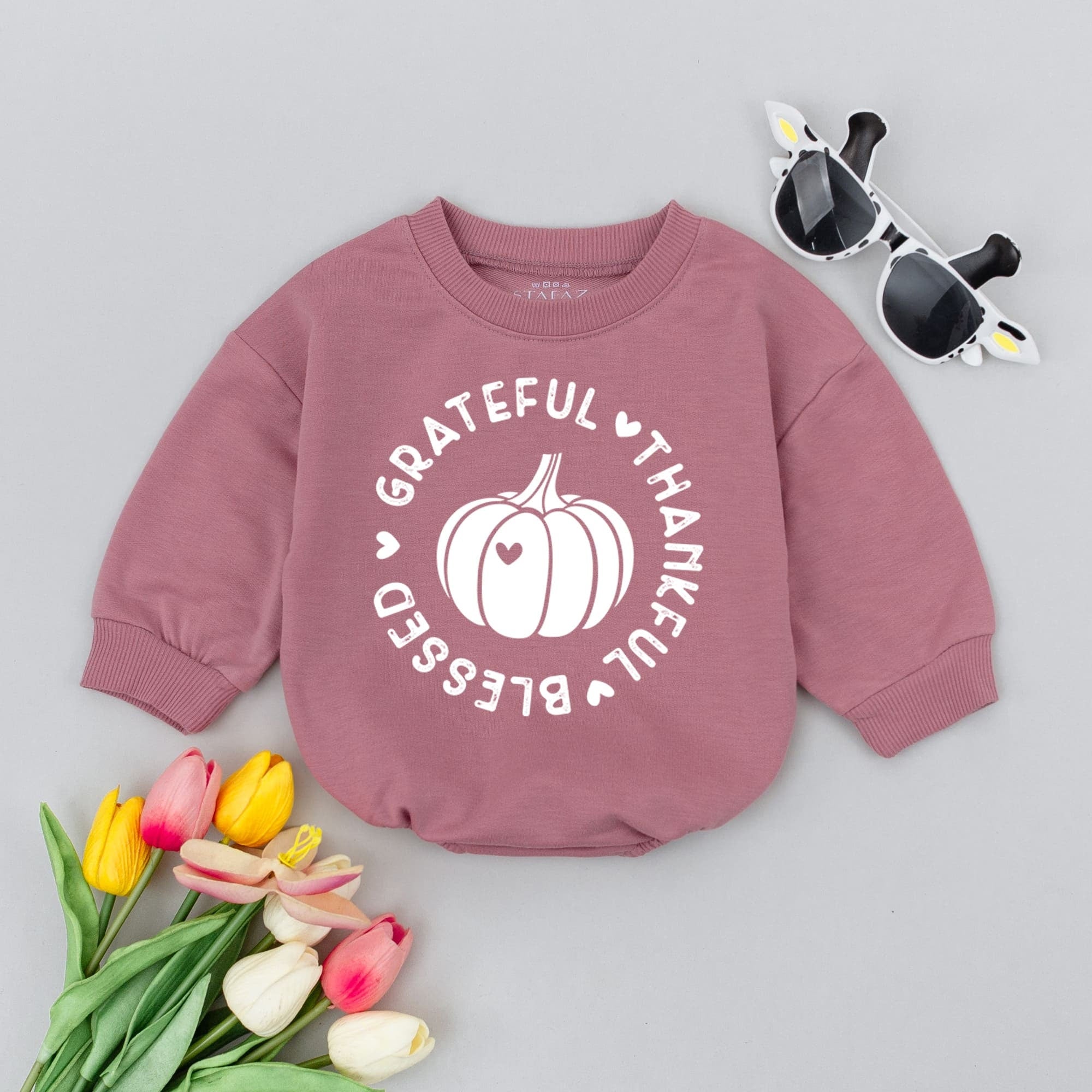 Grateful Thankful Blessed Pumpkin Baby Romper Soft Autumn Toddler Sweater Retro Fall Infant Clothes Cotton Gift Baby Shower Outfit