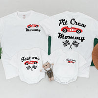Fast One Family Birthday Shirt Personalized Race Car Theme Outfit for 1st Birthday Boy with Mommy and Me Matching Tee Set