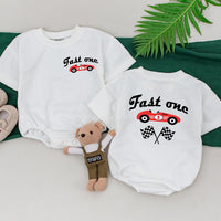 Fast One Family Birthday Shirt Personalized Race Car Theme Outfit for 1st Birthday Boy with Mommy and Me Matching Tee Set