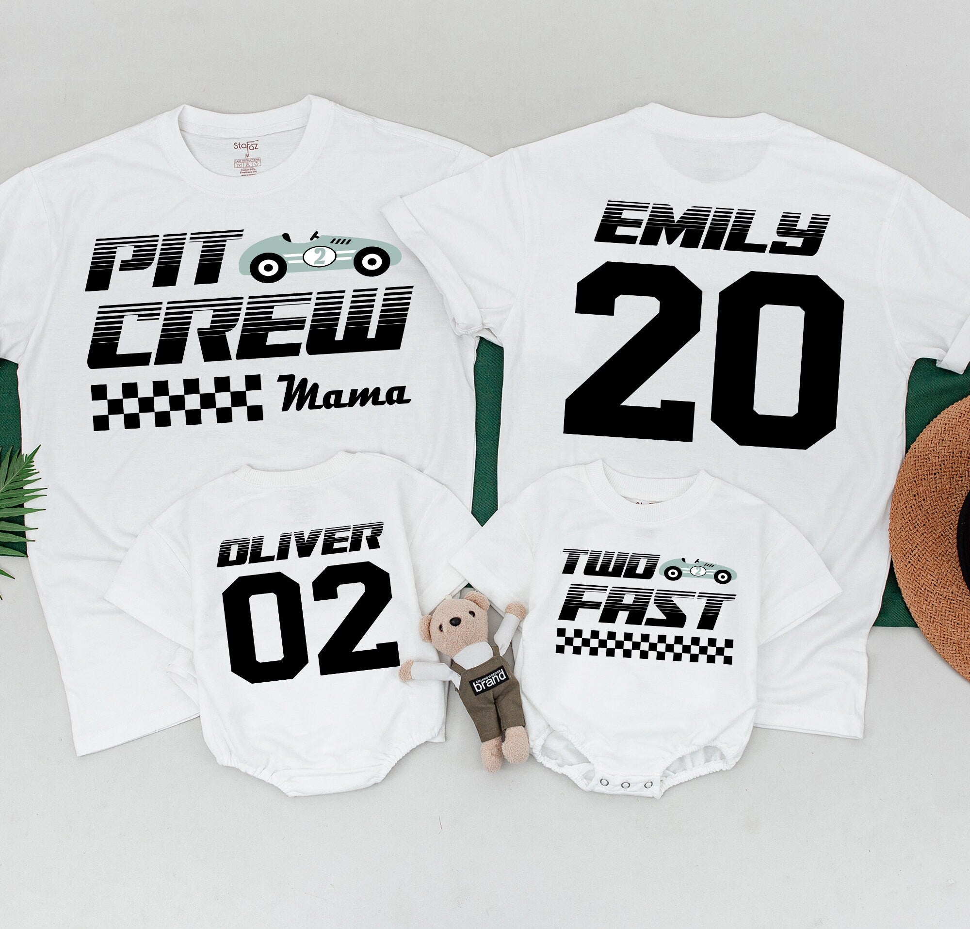 Two Fast Family Racing Shirts with Custom Names & Numbers