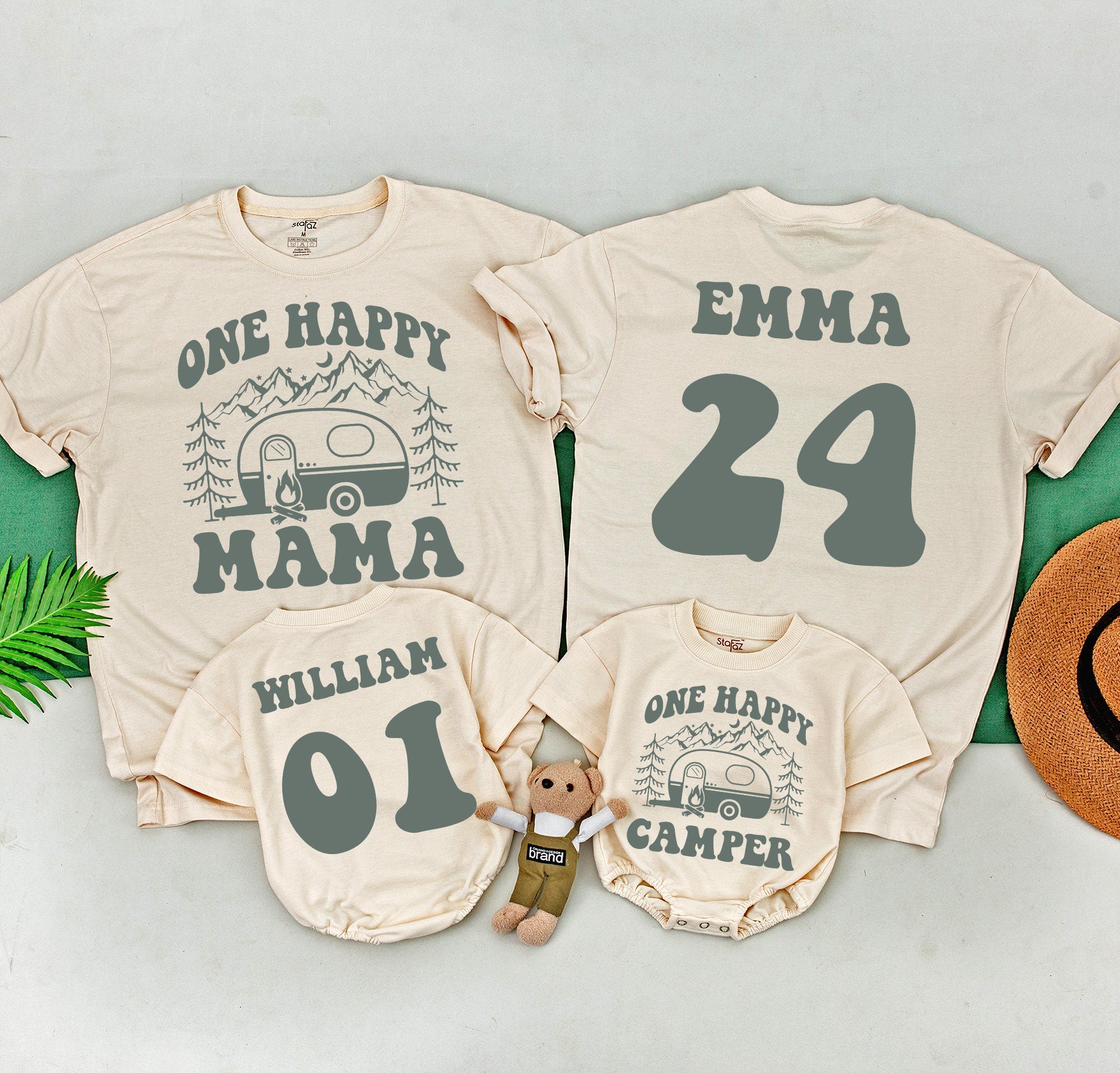 One Happy Camper Family Tees with Custom Name Option