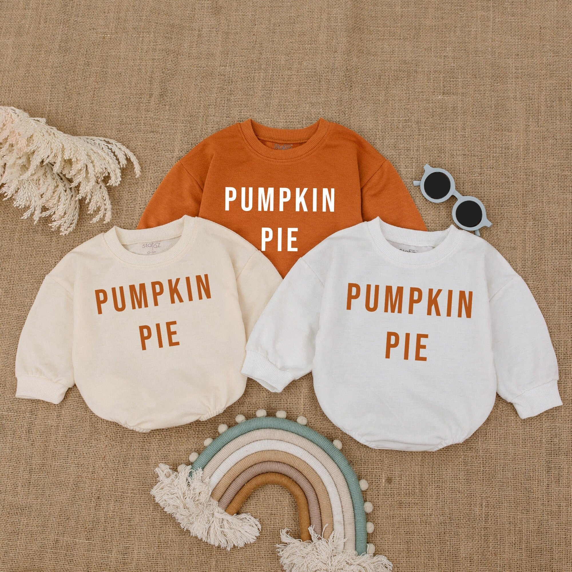 Pumpkin Pie Autumn Baby Romper Soft Cotton Thanksgiving Outfit Infant Fall Clothes Warm Orange Minimalist Design Cozy First Holiday