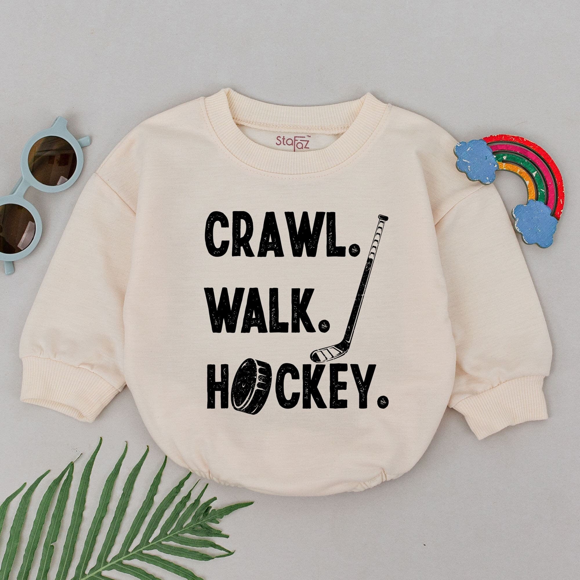 Crawl. Walk. Hockey. Baby Romper for Little Sports Fans