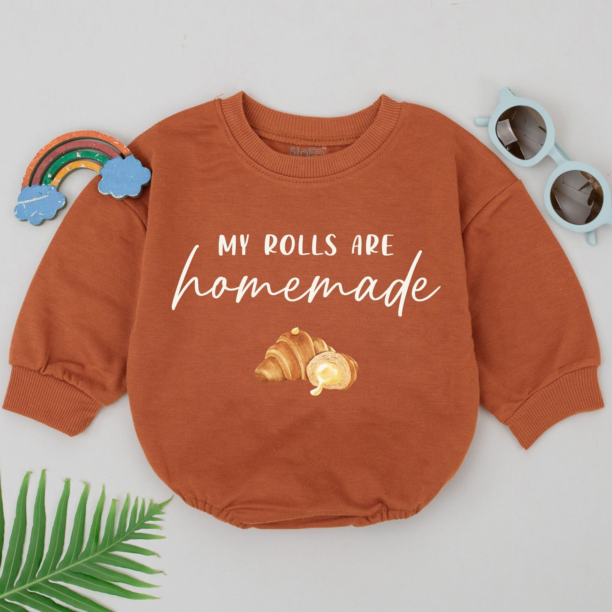 Homemade Rolls Baby Romper - Cozy Thanksgiving Outfit
