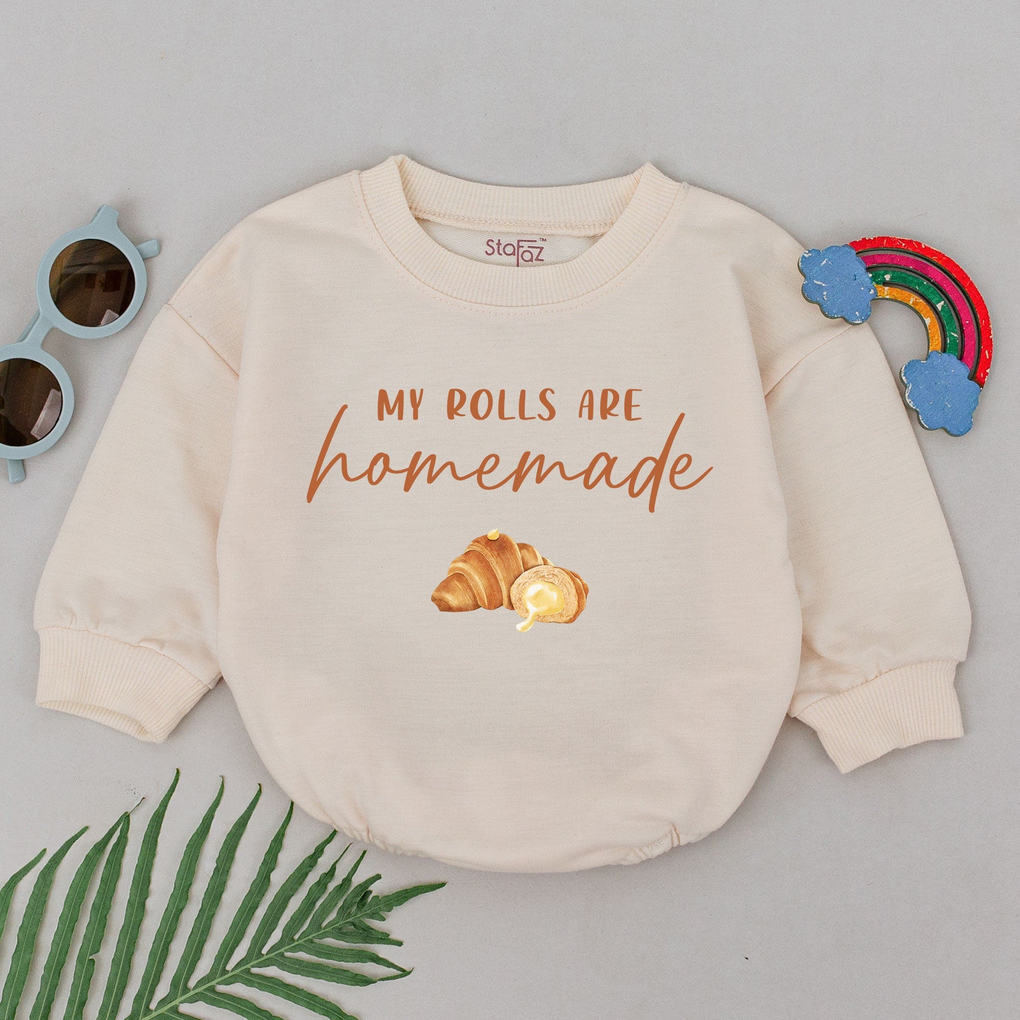 Homemade Rolls Baby Romper - Cozy Thanksgiving Outfit