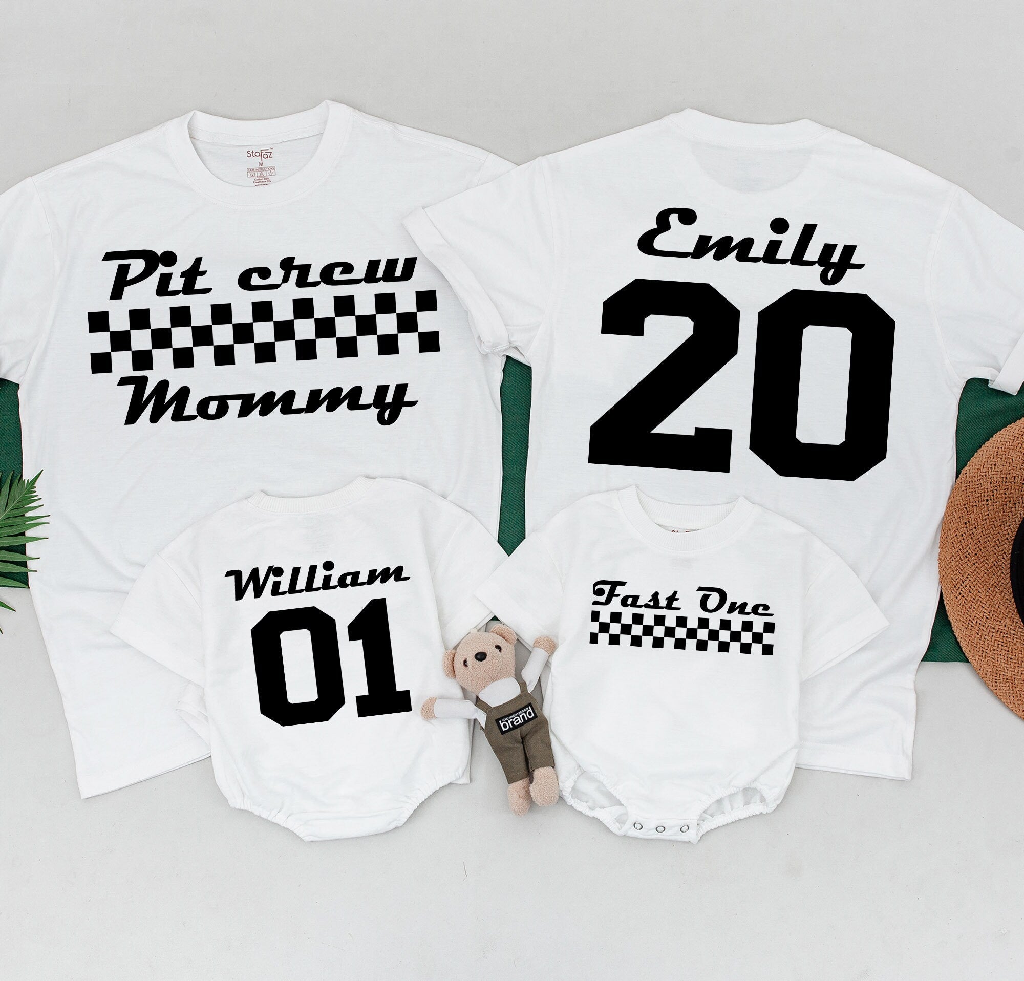 Fast One Family Race Car Birthday Shirts for Mom & Kids