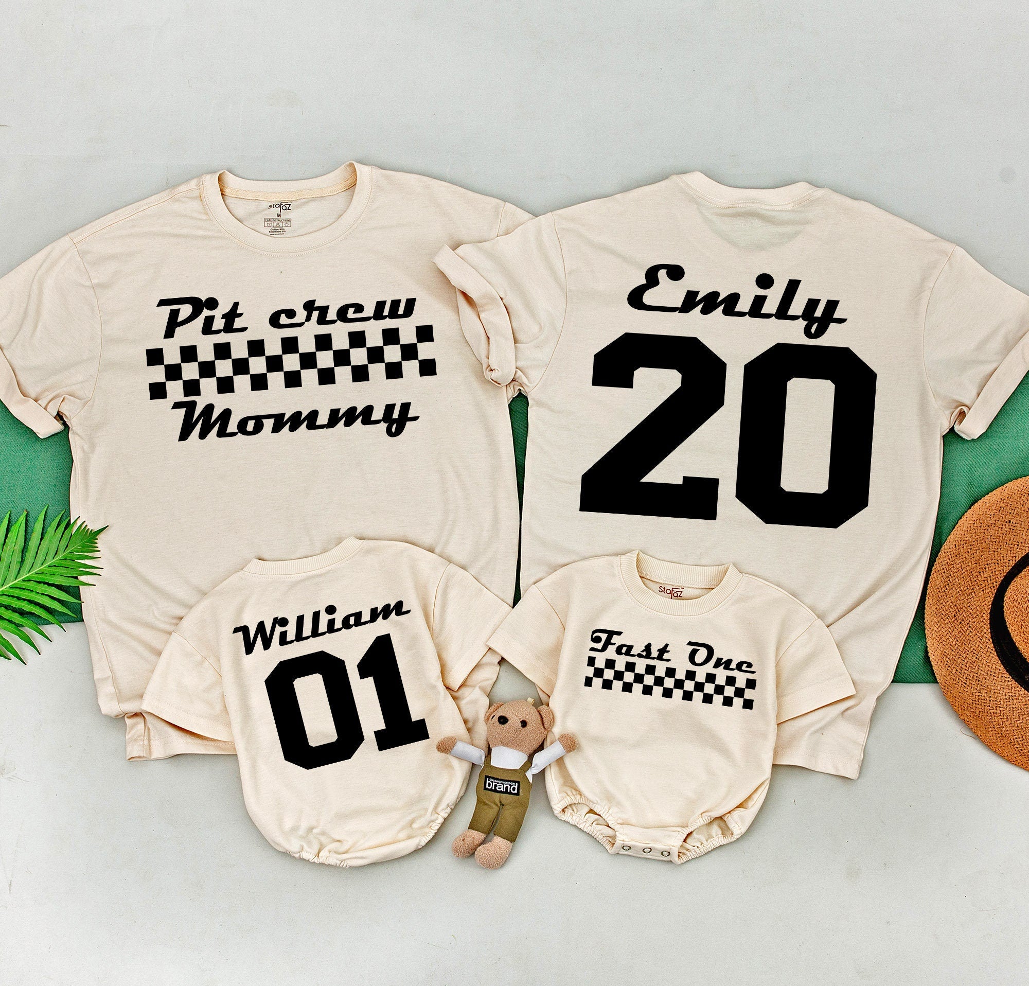 Fast One Family Race Car Birthday Shirts for Mom & Kids