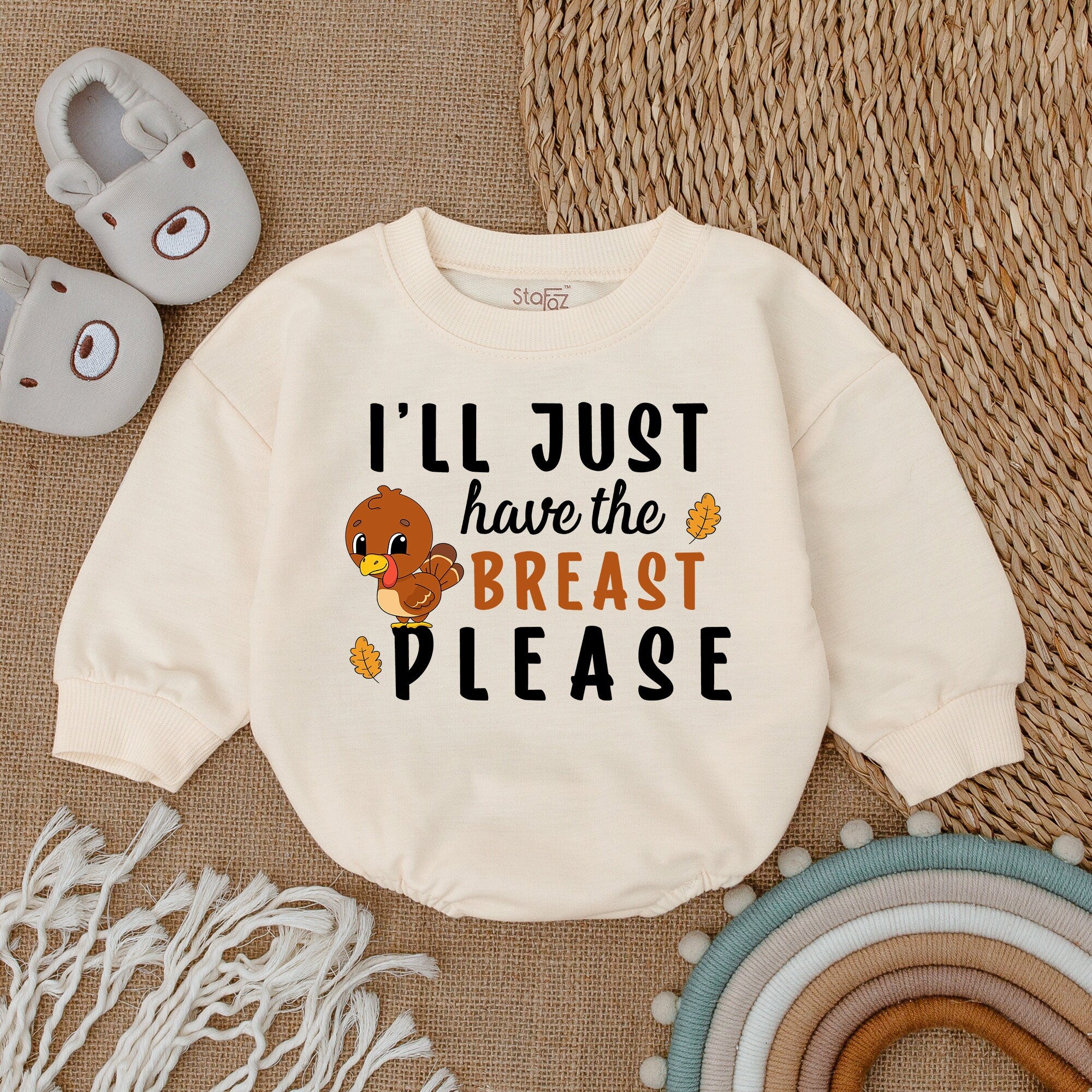 Thanksgiving Baby Romper I'll Just Have the Breast Please Outfit Infant Girl Clothes Fall Shower Gift Soft Cotton First Holiday Wear