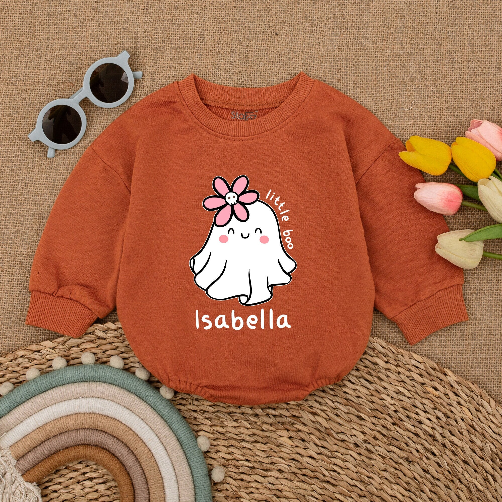 Custom Little Boo Ghost Baby Romper Personalized Halloween Infant Outfit Adorable Fall Bodysuit Soft Cotton Baby Shower Gift