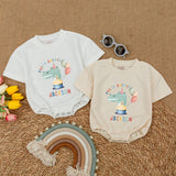 Personalized Party Animal Birthday Romper for Baby Boy or Girl Fun Celebration Dinosaur Design Cake Smash Outfit Cotton Comfort