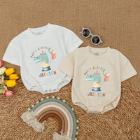 Personalized Party Animal Birthday Romper for Baby Boy or Girl Fun Celebration Dinosaur Design Cake Smash Outfit Cotton Comfort