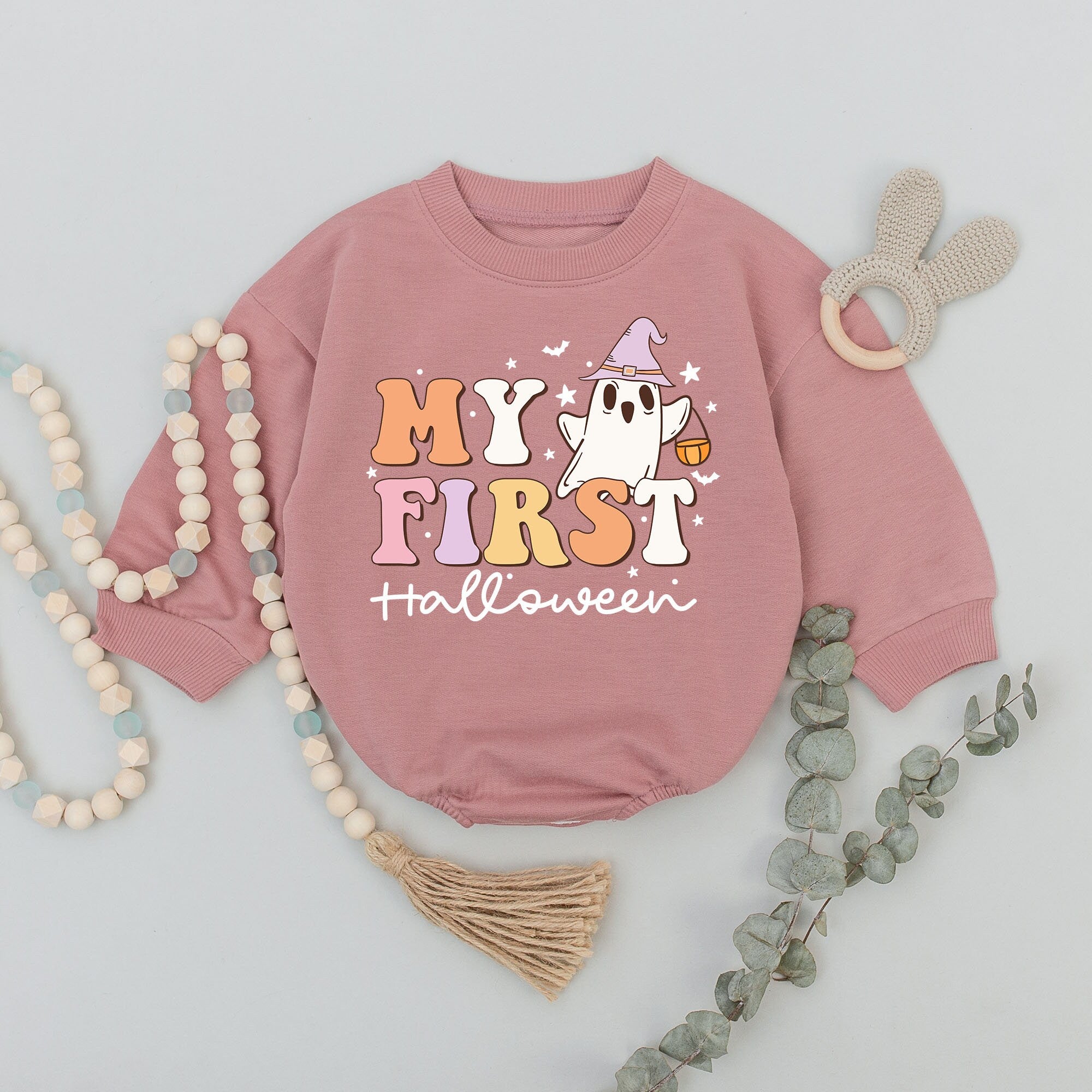 My First Halloween Baby Romper Retro Pastel Ghost Outfit Soft Cotton Newborn Boys Girls Autumn Costume Festive Holiday Clothing