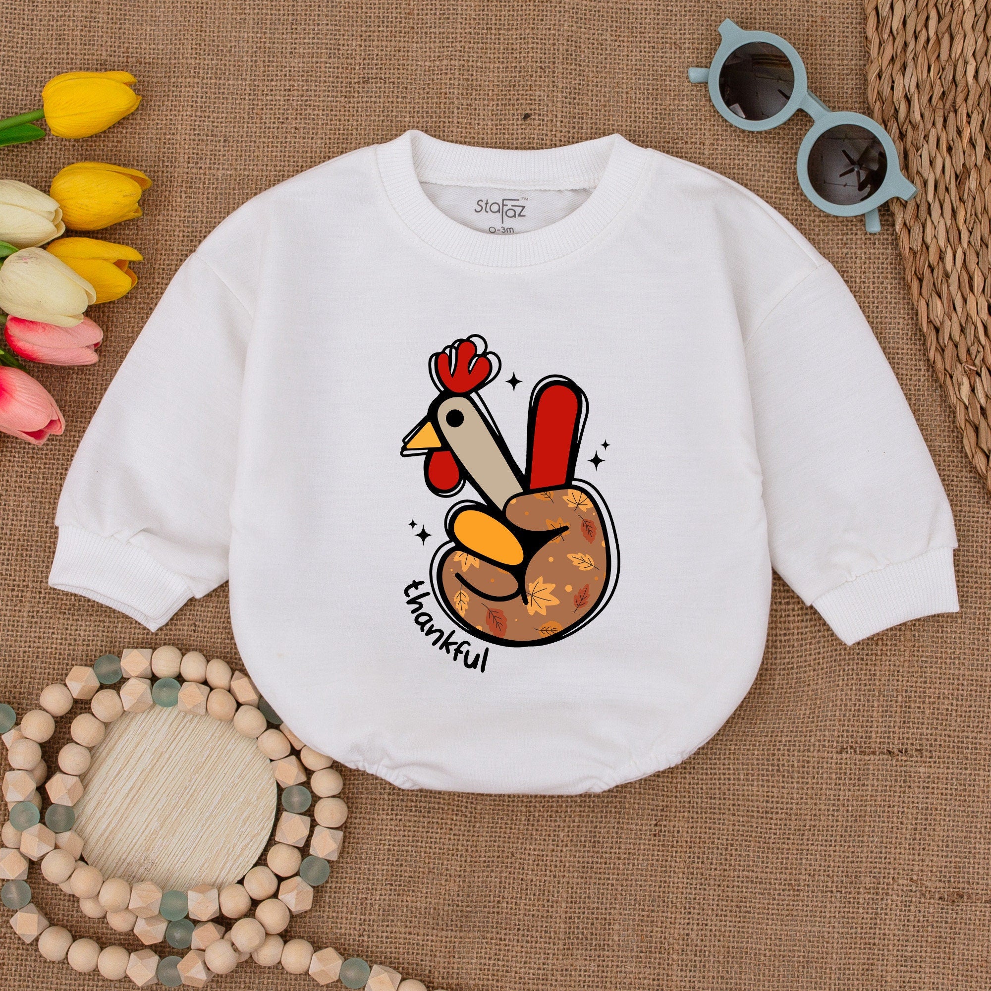 Playful Turkey Hand Baby Romper Thankful Bodysuit Thanksgiving Outfit Soft Cotton Festive Fall Infant Clothing Autumn Colors