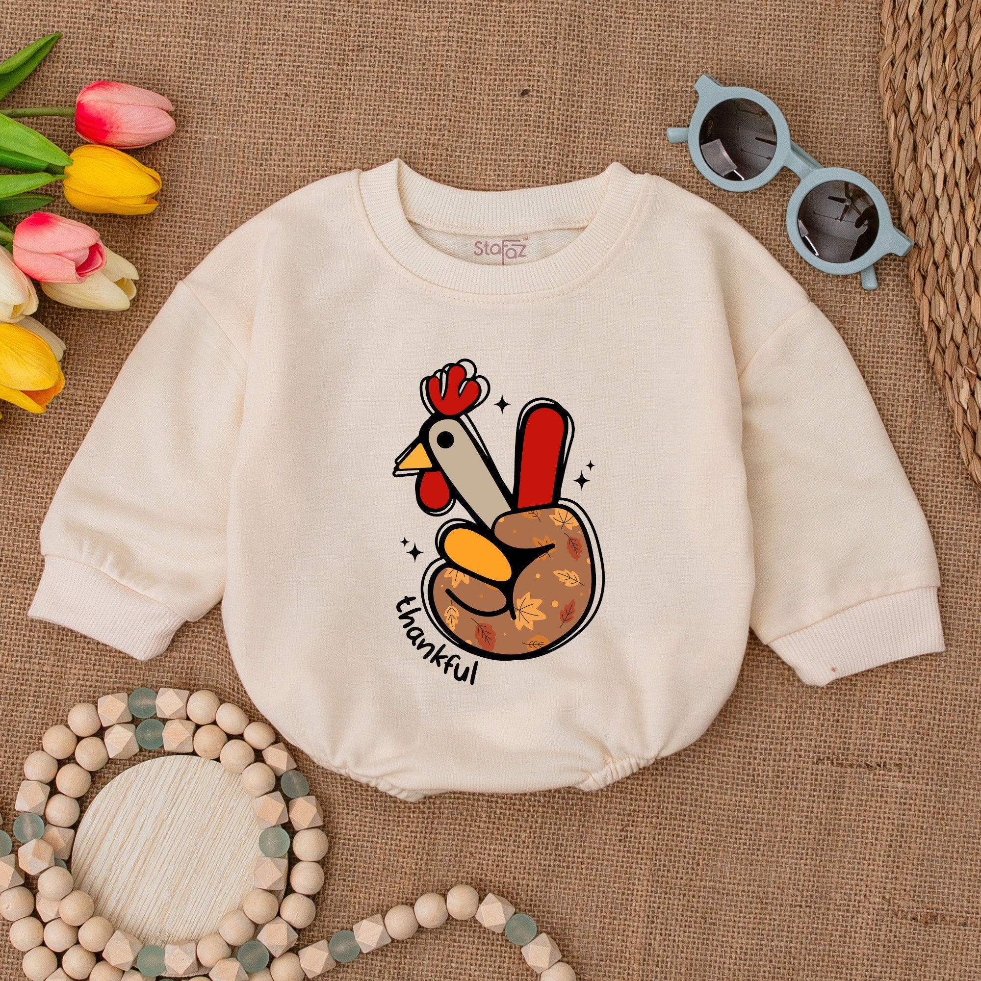 Playful Turkey Hand Baby Romper Thankful Bodysuit Thanksgiving Outfit Soft Cotton Festive Fall Infant Clothing Autumn Colors