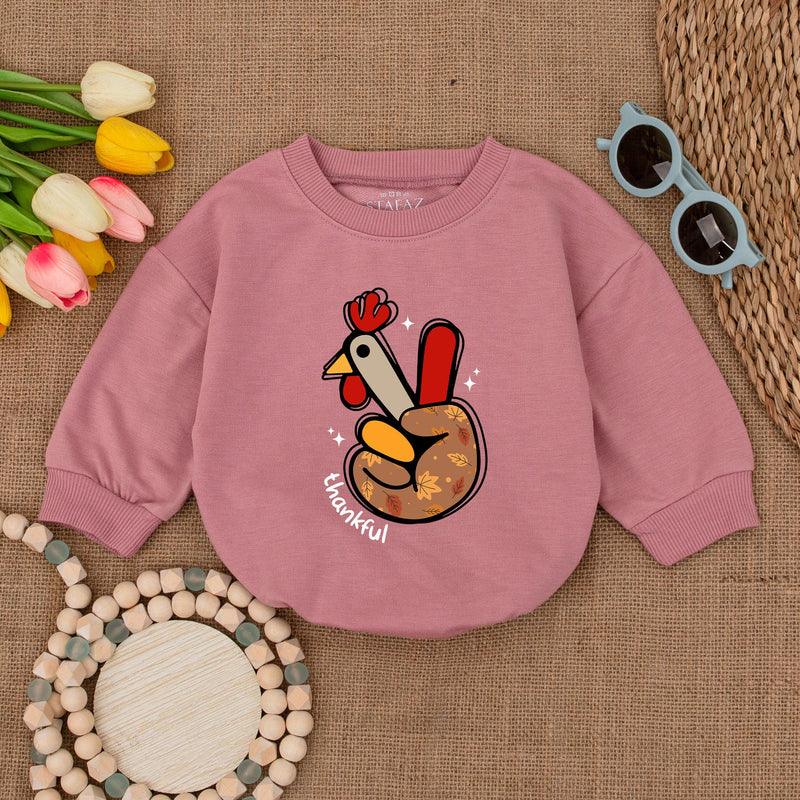 Playful Turkey Hand Baby Romper Thankful Bodysuit Thanksgiving Outfit Soft Cotton Festive Fall Infant Clothing Autumn Colors