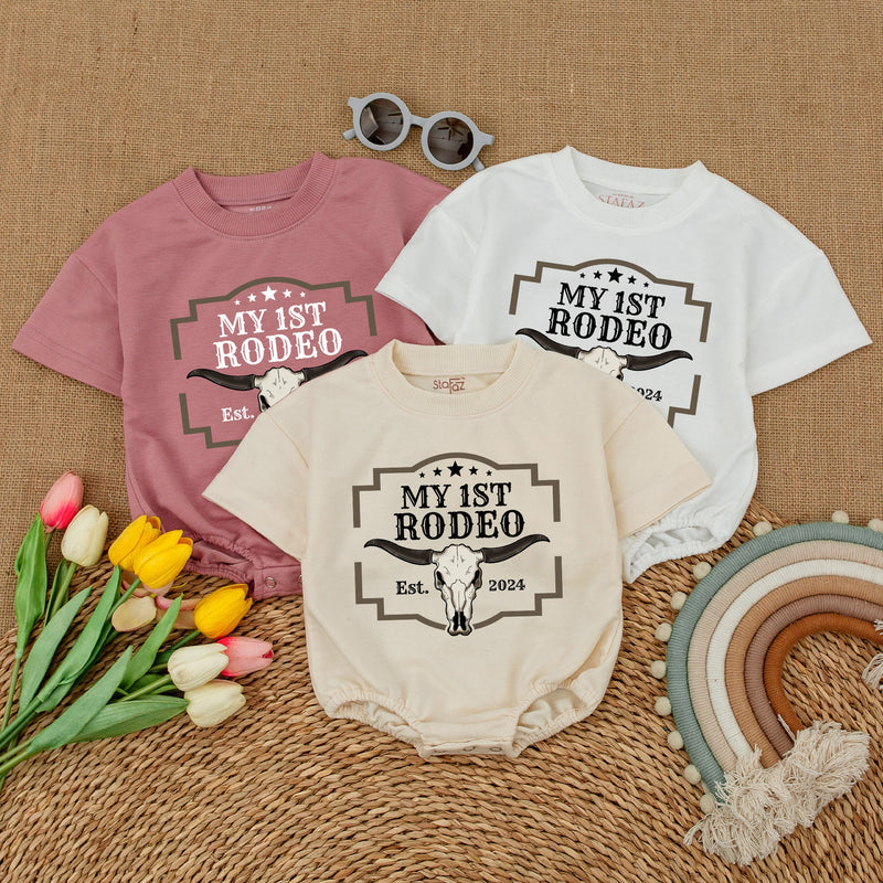 Custom My First Rodeo Romper with Name & Year - Personalized Gift