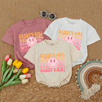 Daddy's Girl Romper with Smiley Face Lightning Eyes Vibrant Colors Soft Cotton Short Sleeve Baby Toddler Outfit Fun Playful Design