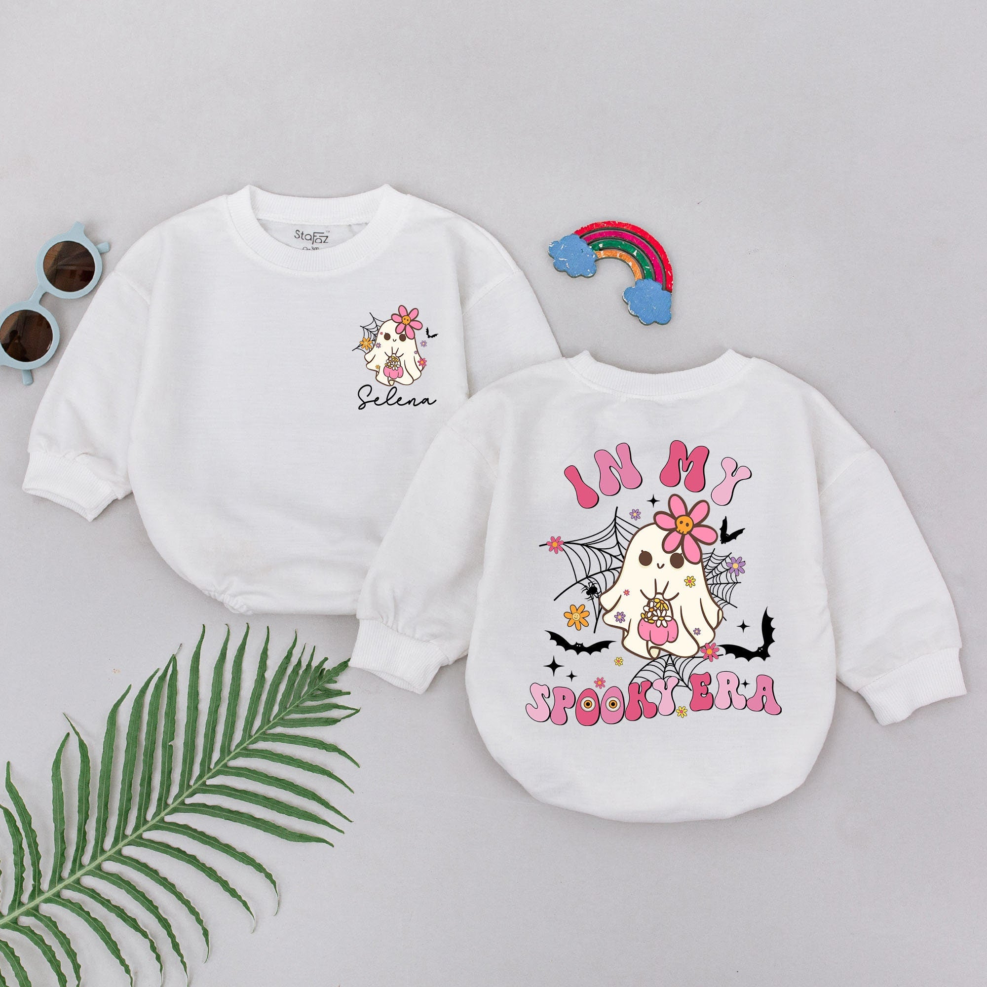 Custom In My Spooky Era Baby Romper Pink Ghost Halloween Gift Girls Newborn Outfit Soft Cotton Pastel Design Baby Shower Present