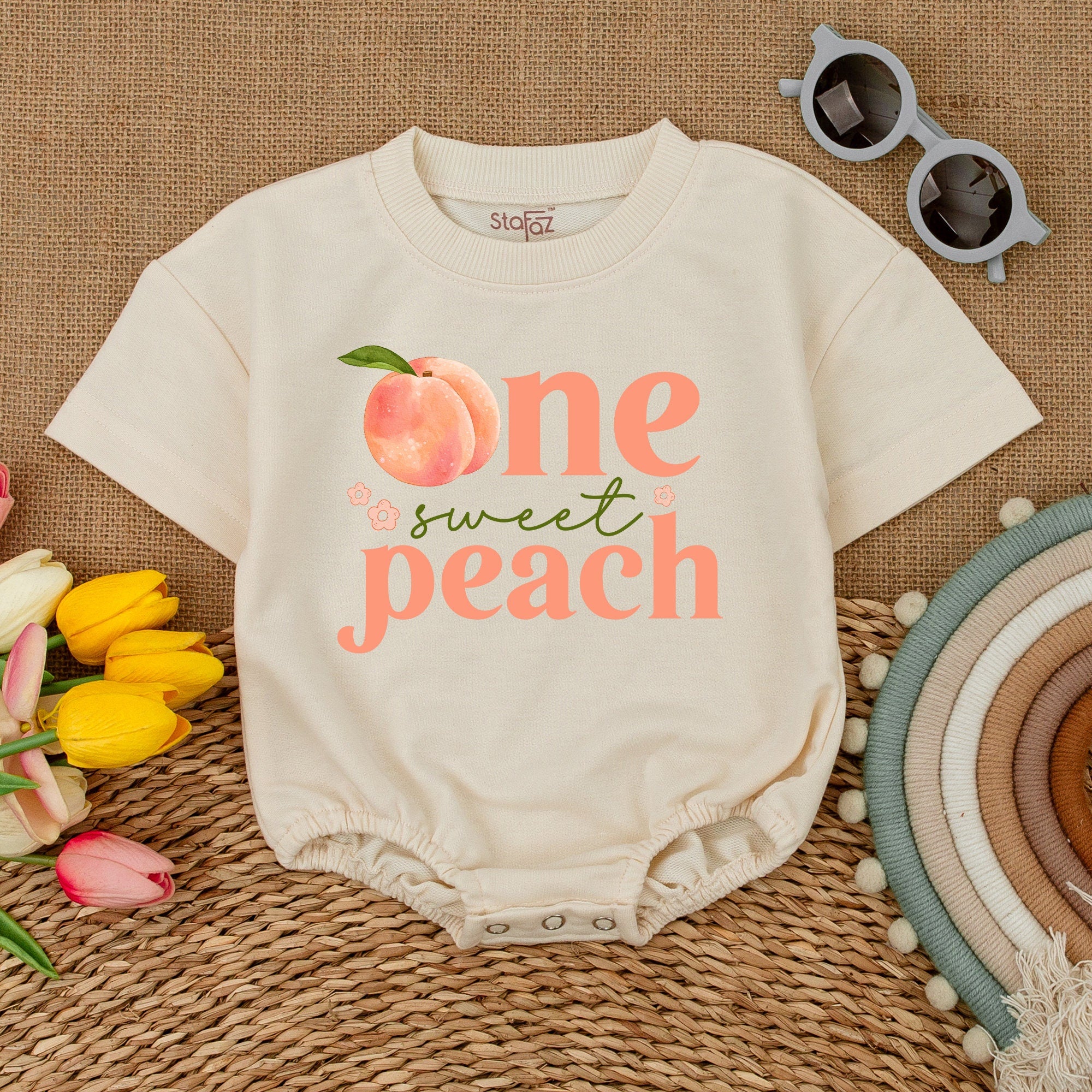 Sweet Peach Birthday Romper – Celebrate Her First with Style!