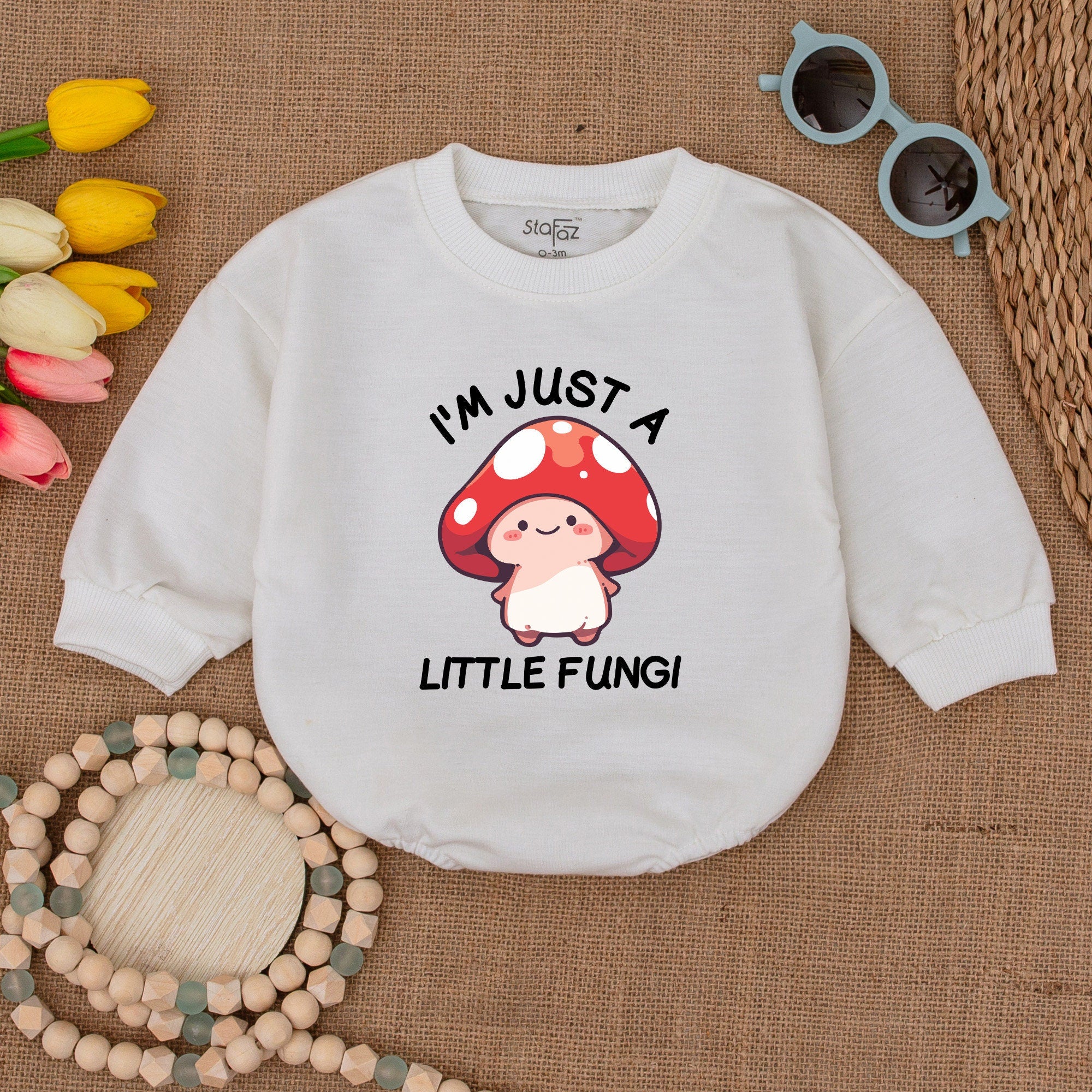 I'm Just A Little Fungi Baby Bodysuit Adorable Mushroom Romper Soft Cotton Newborn Gift Cottagecore Design Perfect Coming Home Outfit