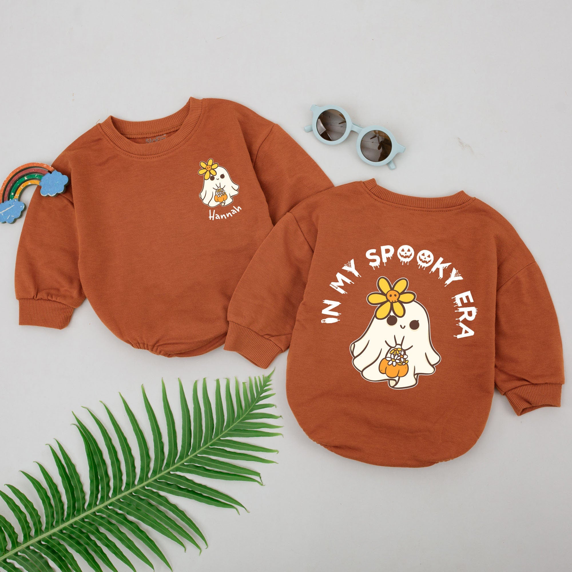 Personalized In My Spooky Era Baby Romper with Ghost Pumpkin Design Halloween Outfit for Girls Newborn Gift Autumn Theme