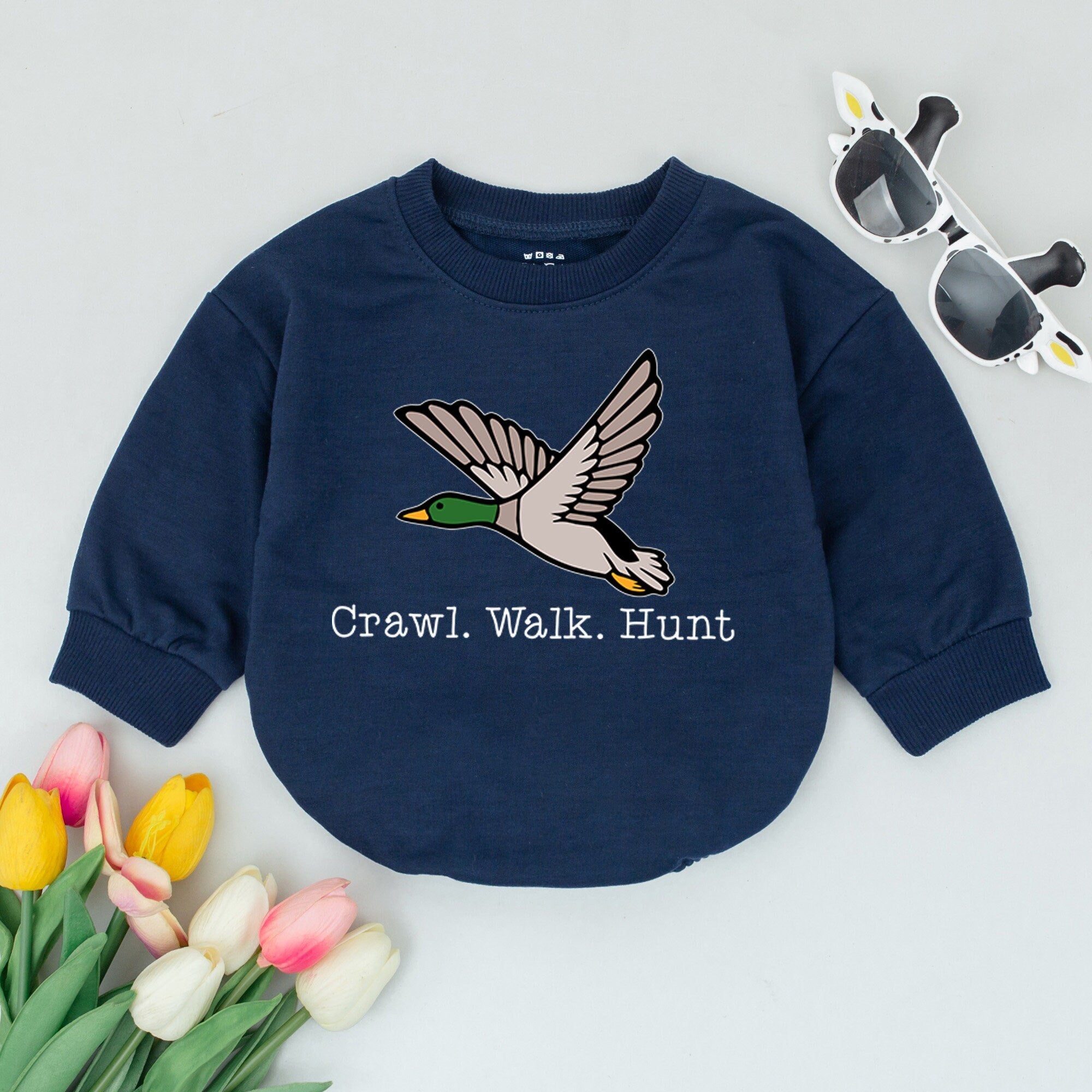 Crawl Walk Hunt Mallard Duck Baby Romper Gift