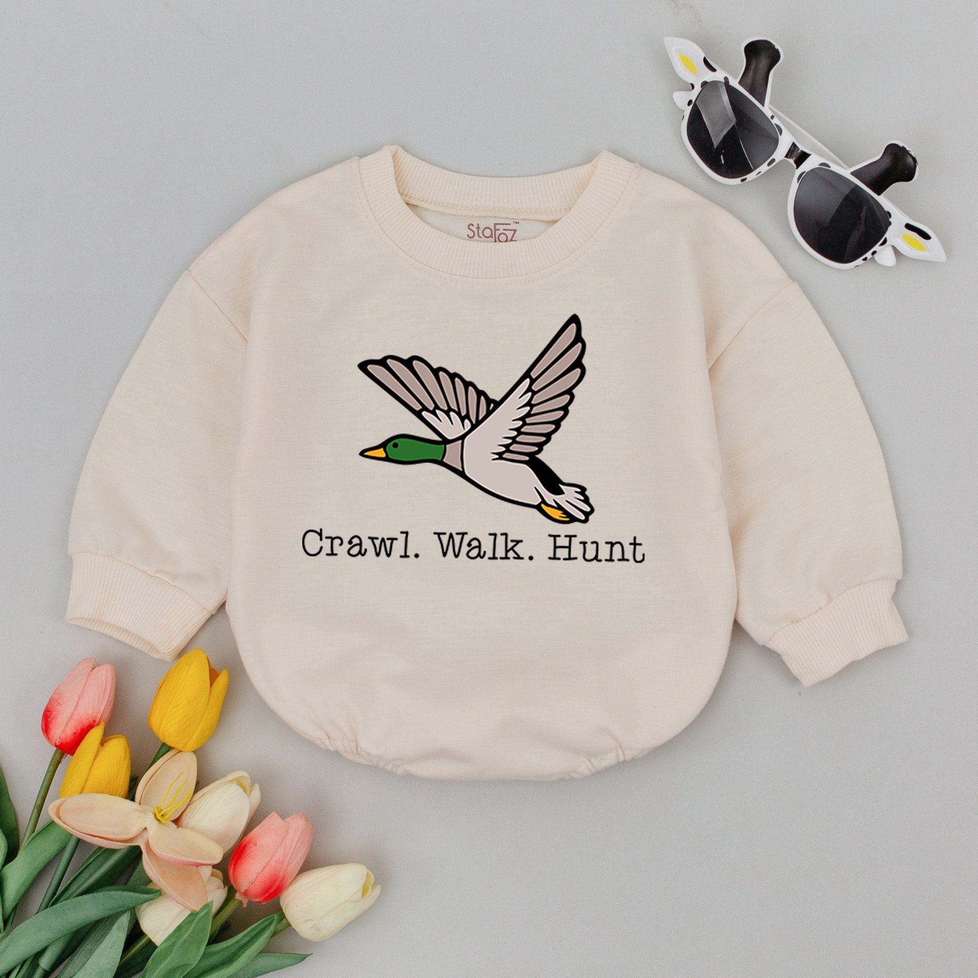 Crawl Walk Hunt Mallard Duck Baby Romper Gift