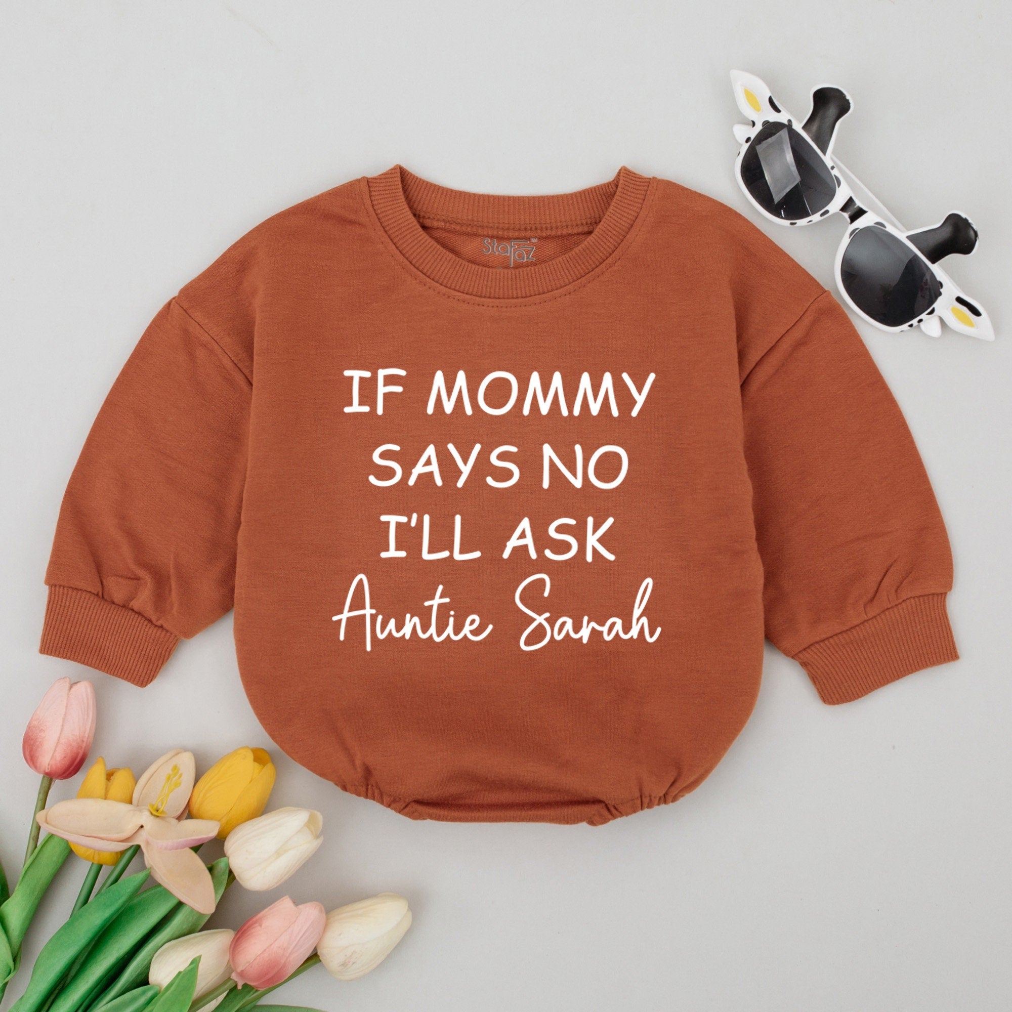 Custom Name Baby Romper - Personalized Auntie Gift Bodysuit