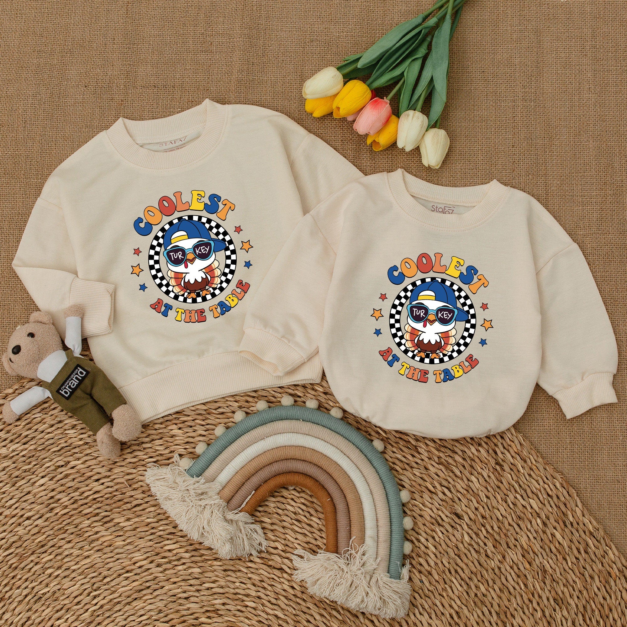 Coolest Turkey Thanksgiving Romper for Toddlers Fun Fall Outfit Baby Boy Holiday Clothes Festive Sunglasses Star Pattern Cotton Comfort