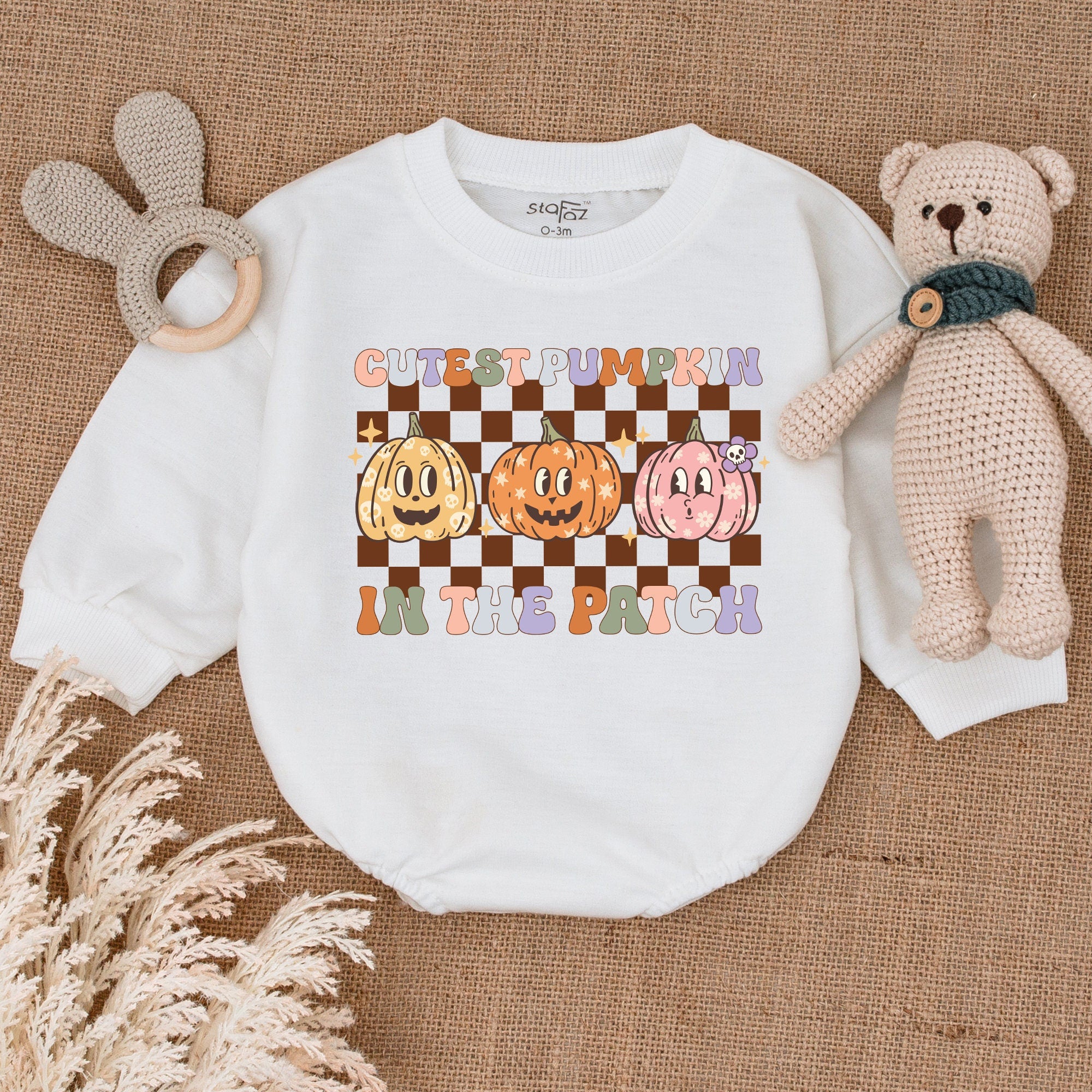 Cutest Pumpkin Baby Romper with Cheerful Cartoon Design Fall Outfit Thanksgiving Gift for Infant Soft Comfortable Cotton Bodysuit