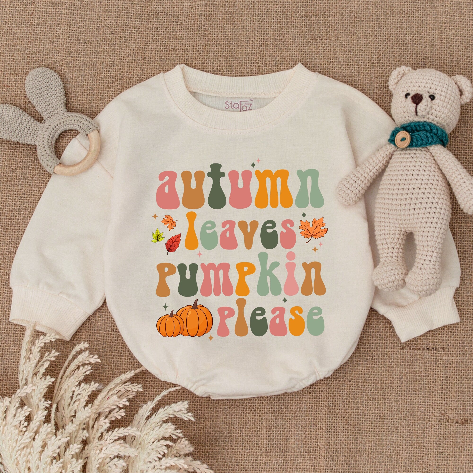 Autumn Leaves Pumpkin Please Baby Romper Festive Thanksgiving Outfit Whimsical Fall Bodysuit Soft Cotton Infant Holiday Clothes
