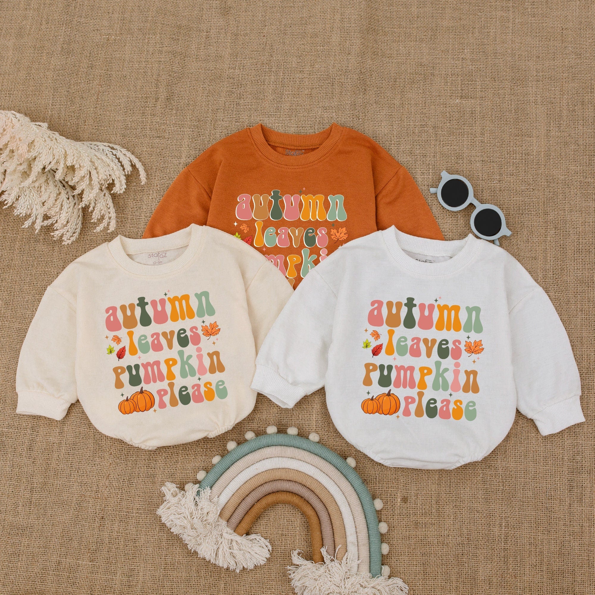 Autumn Leaves Pumpkin Please Baby Romper Festive Thanksgiving Outfit Whimsical Fall Bodysuit Soft Cotton Infant Holiday Clothes