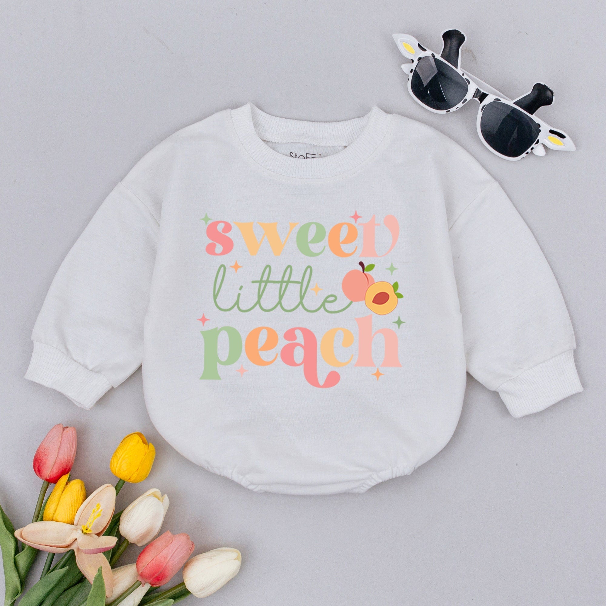 Sweet Little Peach Baby Romper Soft Pastel Bodysuit Gender Neutral Infant Outfit Minimalist Snack Stealer Peach Theme Comfortable Cotton