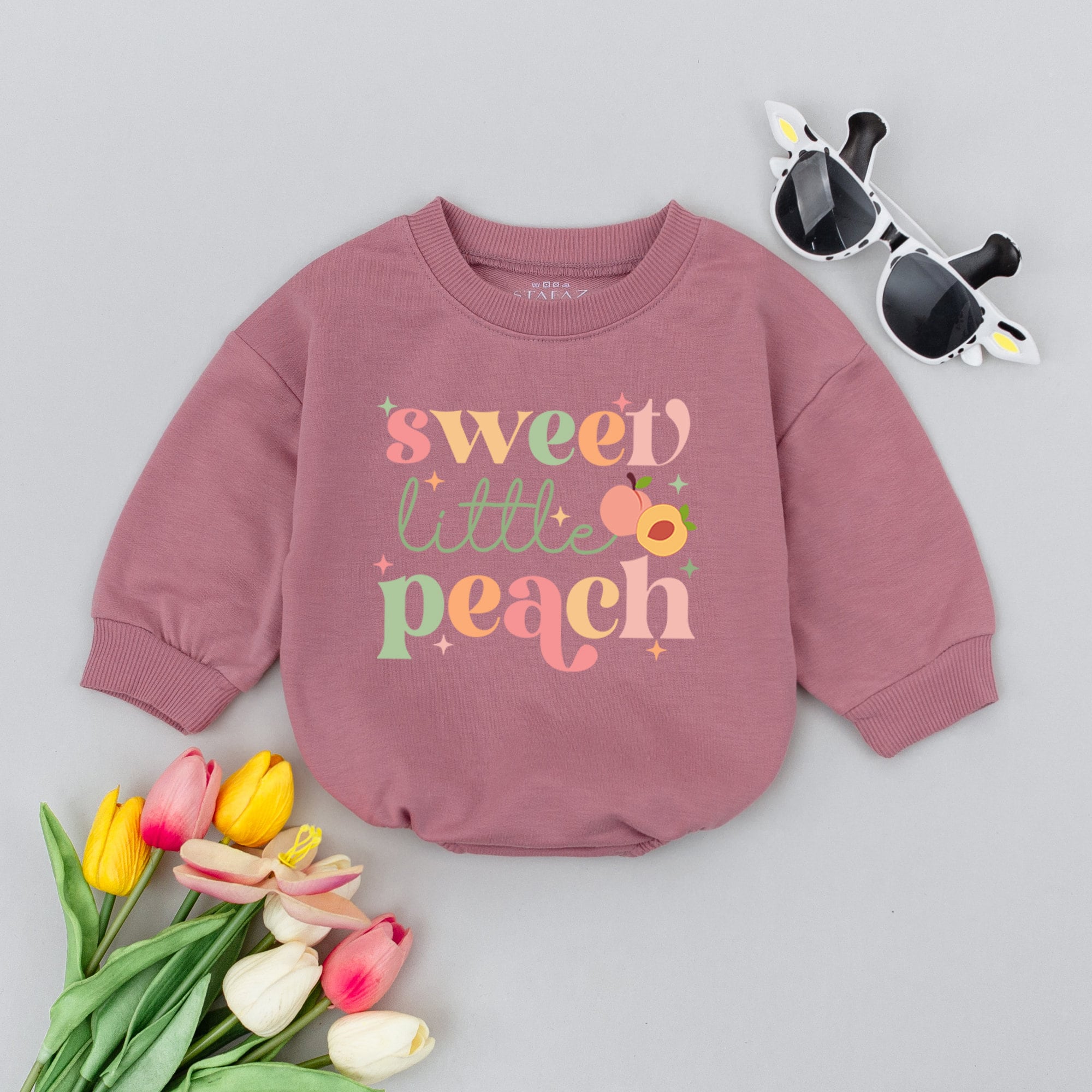 Sweet Little Peach Baby Romper Soft Pastel Bodysuit Gender Neutral Infant Outfit Minimalist Snack Stealer Peach Theme Comfortable Cotton