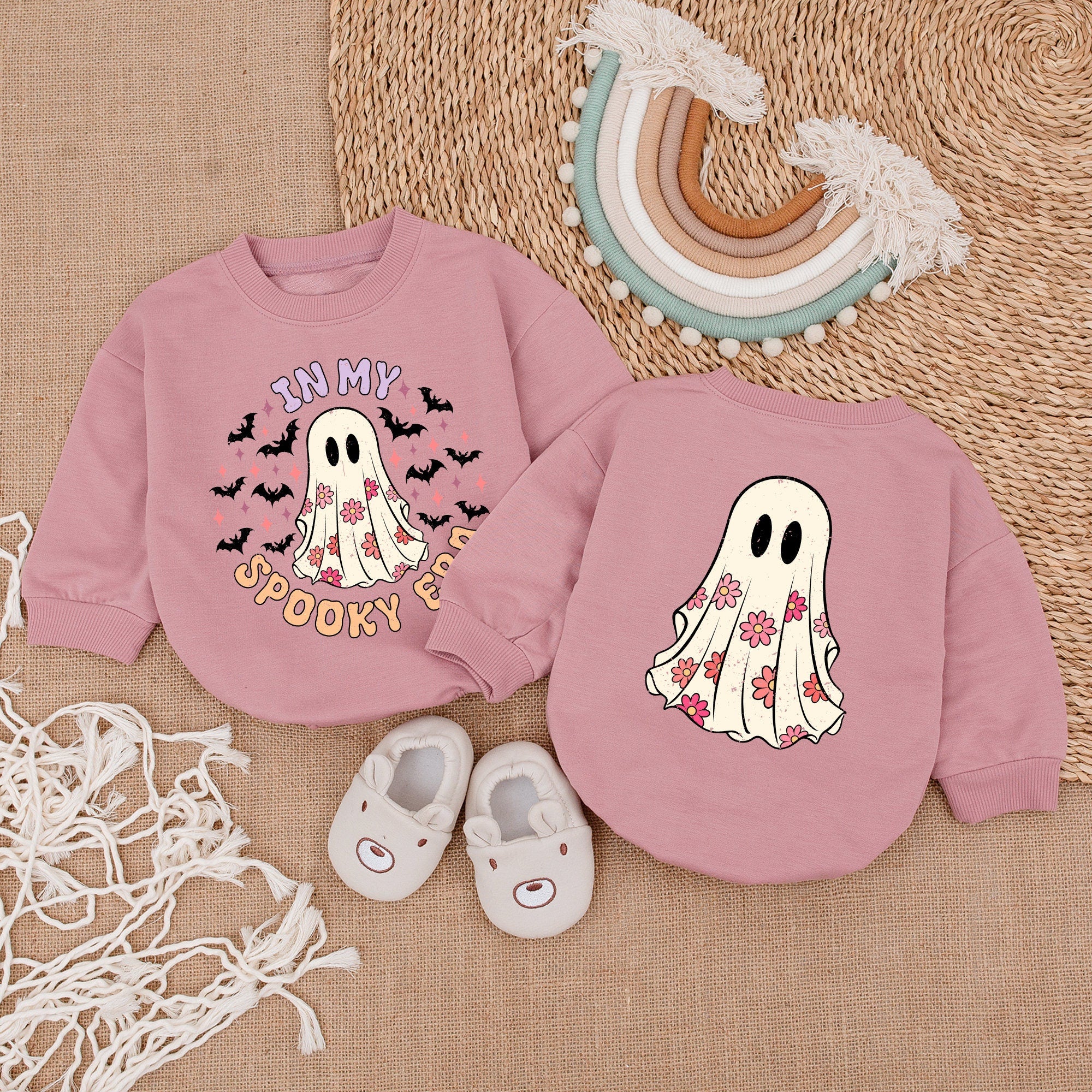 In My Spooky Era Baby Romper Cute Halloween Outfit with Ghost Floral Patterns Soft Cotton Infant Clothes First Halloween
