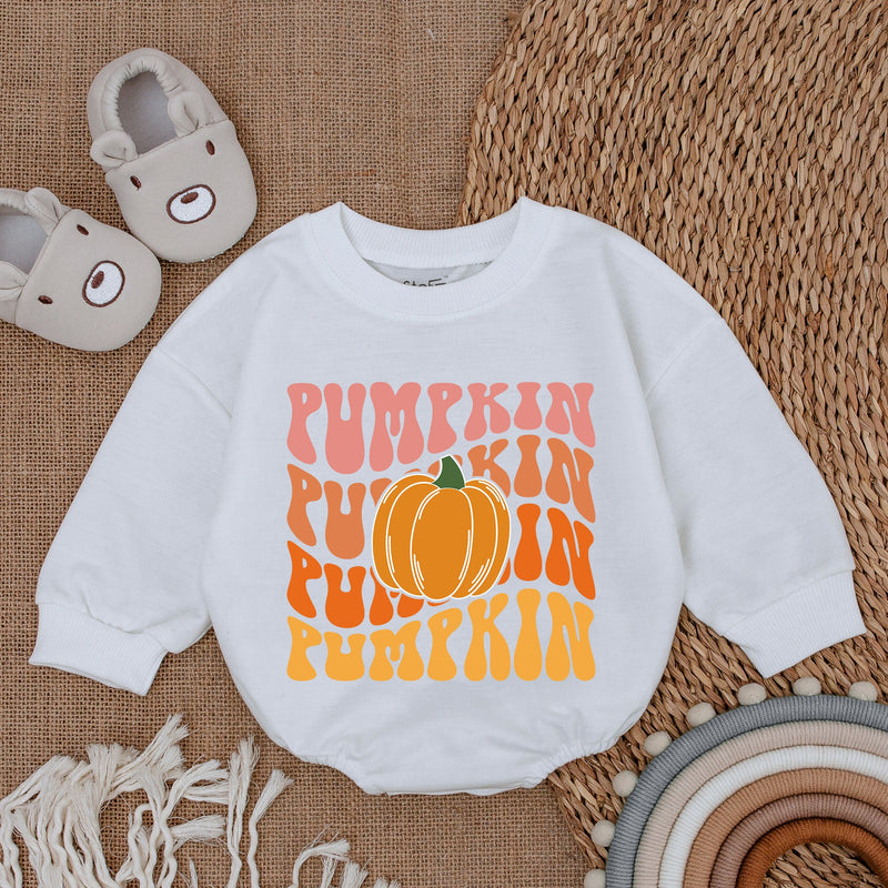 Pumpkin Bubble Romper My First Thanksgiving Baby Outfit Fall Clothes with Festive Orange Pumpkin Design Infant Holiday Wear