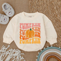 Pumpkin Bubble Romper My First Thanksgiving Baby Outfit Fall Clothes with Festive Orange Pumpkin Design Infant Holiday Wear