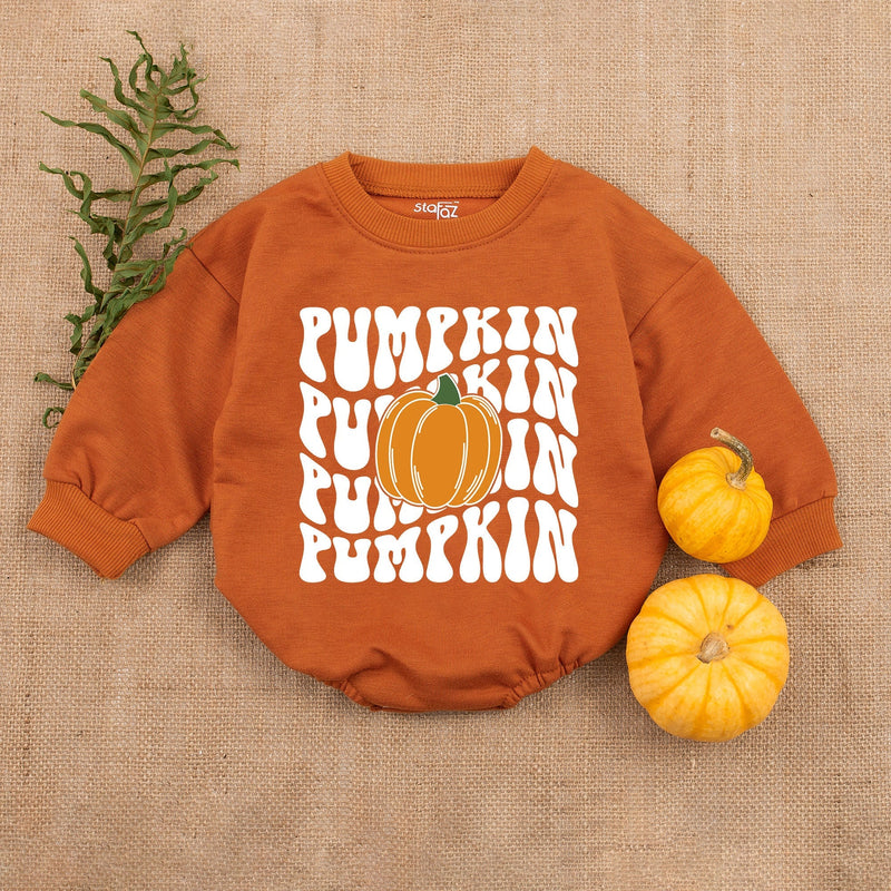 Pumpkin Bubble Romper My First Thanksgiving Baby Outfit Fall Clothes with Festive Orange Pumpkin Design Infant Holiday Wear