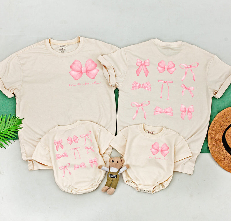 Charming Pink Bow Mama & Mini Matching T-Shirts
