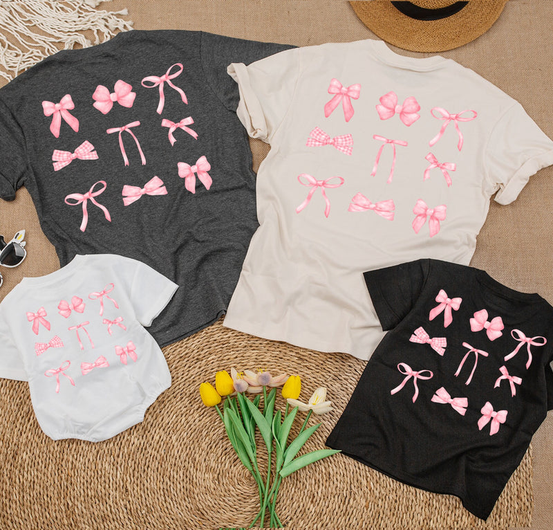 Charming Pink Bow Mama & Mini Matching T-Shirts